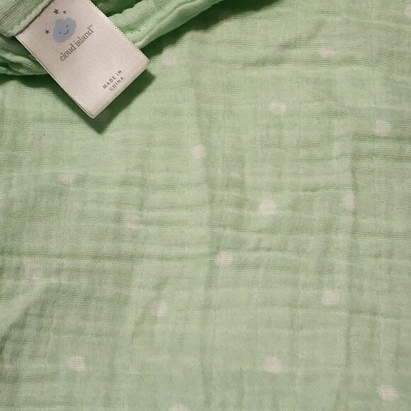 Cloud Island muslin swaddle blanket bundle of 2 Lemons with pompoms Mint green - Picture 2 of 11
